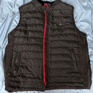 Men's Black Puffer heated Vest with Red Trim